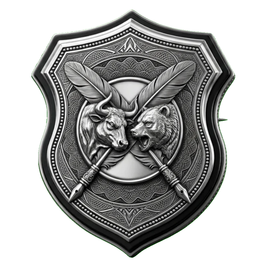 Rare seal: a shield crest in sterling silver over black ceramic